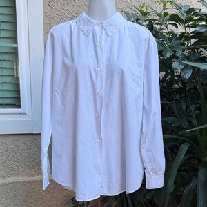 Vintage GAP White Button-Up Cotton Shirt with Lace Collar